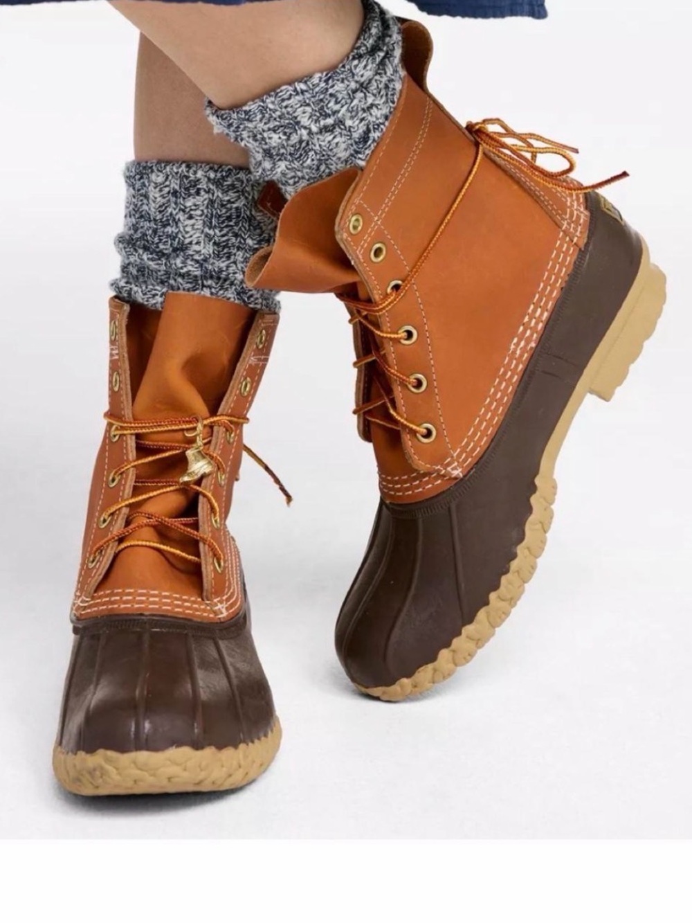 L.L. Bean Two-Tone Duck Boots in Brown and Tan